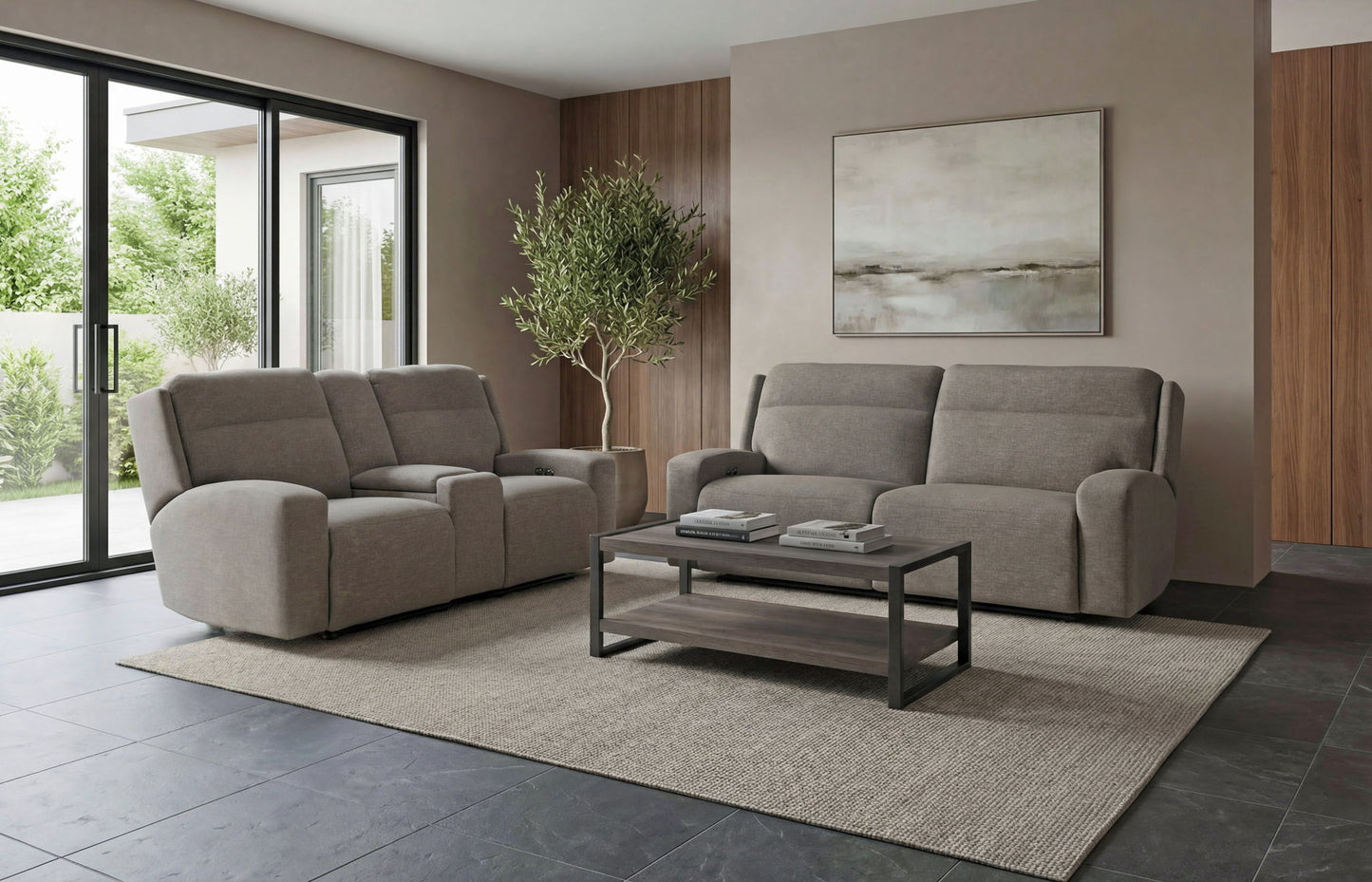 Caleb - Power Headrest Power Reclining Console Loveseat With Pop-Out Cupholders & Auto-Glide - Raisin