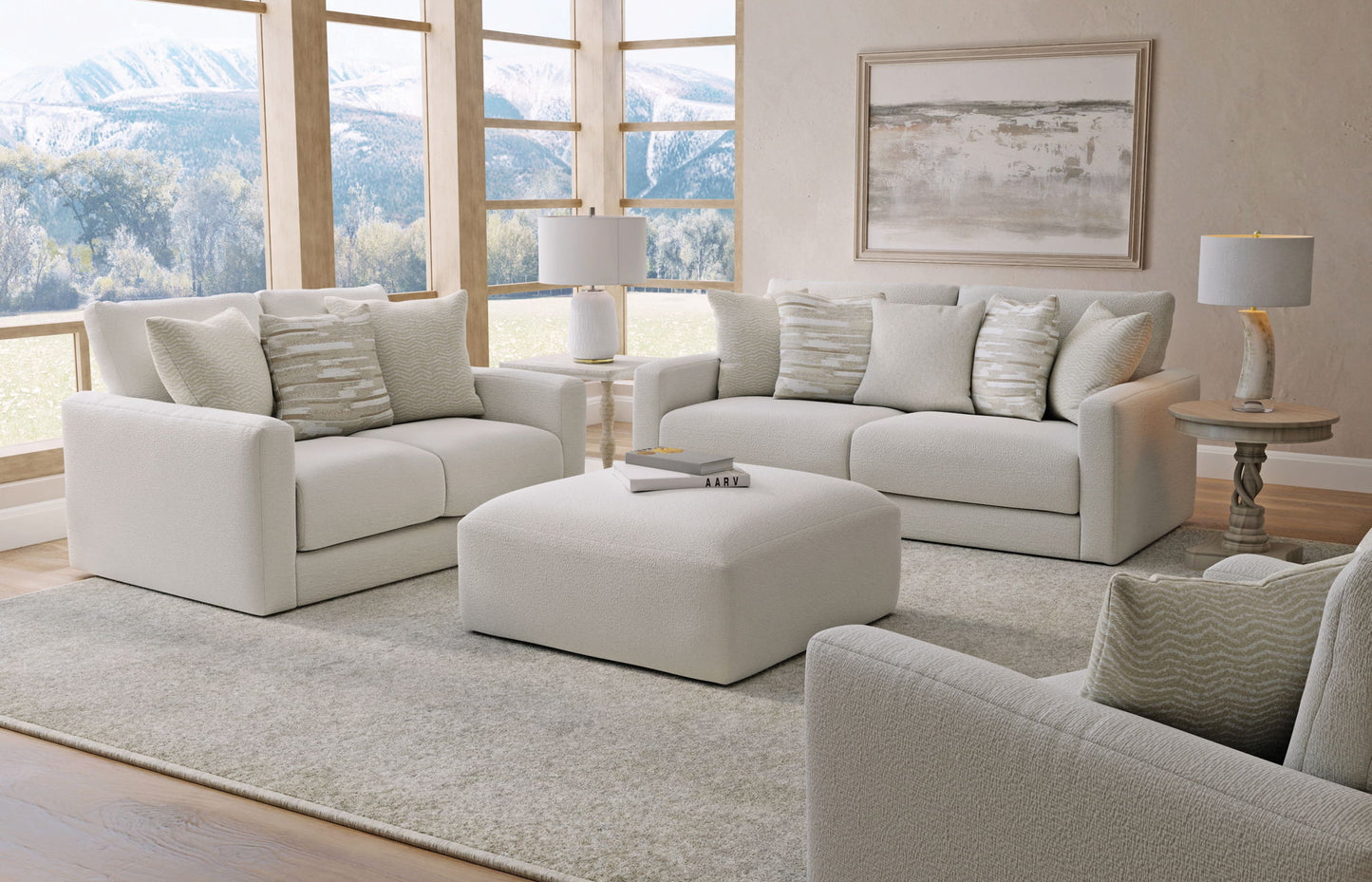 Amelia - Cocktail Ottoman - Chalk