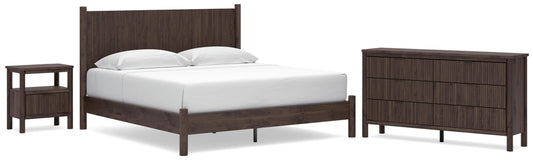 Pamytta King Panel Platform Bed, Dresser, Mirror and Nightstand