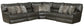 Como - 5 Piece Italian Leather Match Reclining Sectional