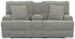 Renaldo - Power Console Loveseat With Zero Gravity Recline - Stone