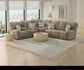Beacon - Lay Flat Recliner Console Loveseat With Storage Arm / Reading Lights / Extended Ottoman &USB / USB-C & Power - Mushroom