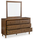 Lyncott Queen Upholstered Bed with Mirrored Dresser, Chest and Nightstand