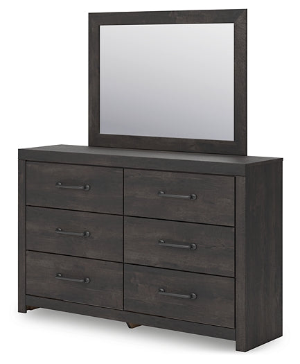 Hollivern Twin Panel Bed with Mirrored Dresser and Nightstand