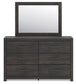 Hollivern Twin Panel Bed with Storage with Mirrored Dresser, Chest and Nightstand