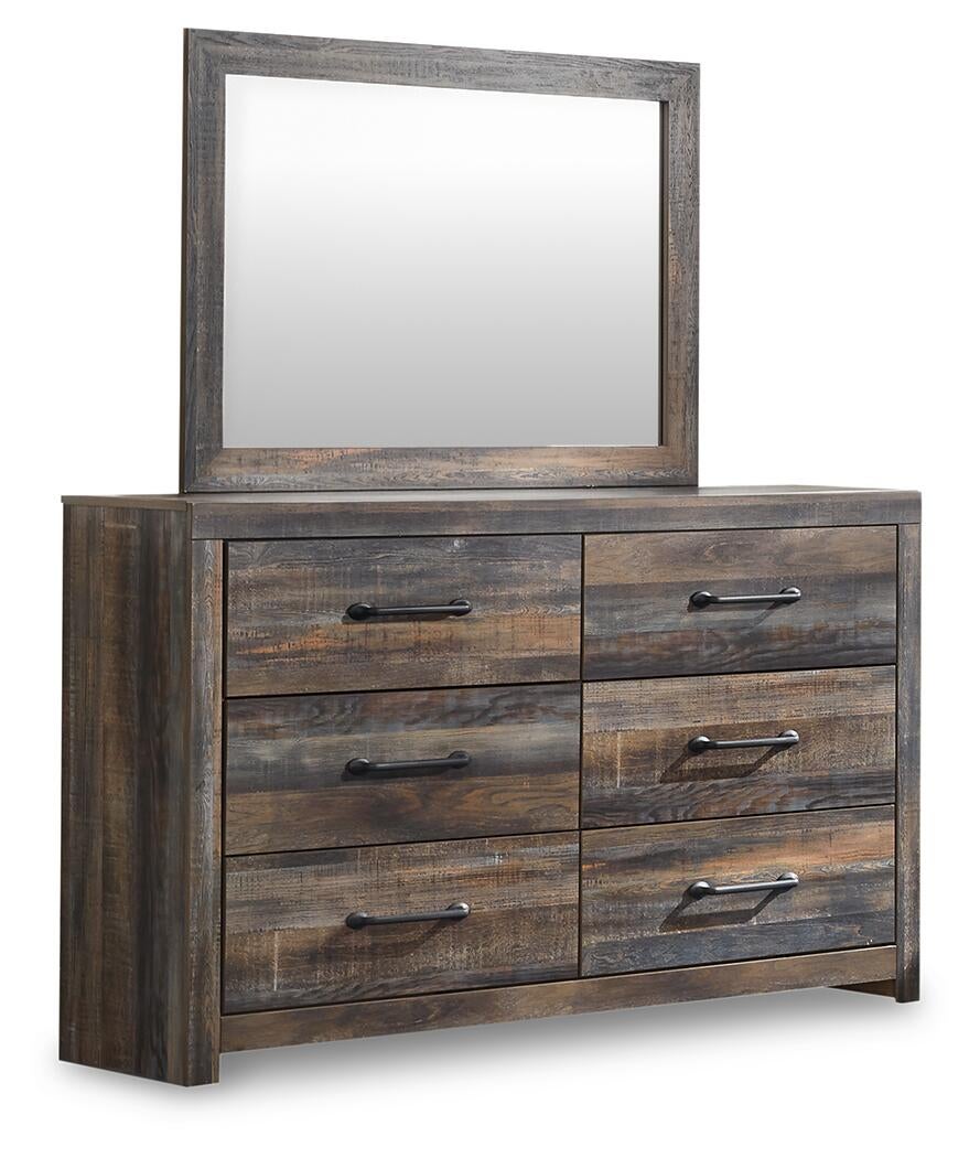 Drystan King Bookcase Bed with 4 Storage Drawers with Mirrored Dresser