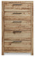 Hyanna King Panel Storage Bed with 2 Under Bed Storage Drawers, Dresser, Mirror, Chest and Nightstand