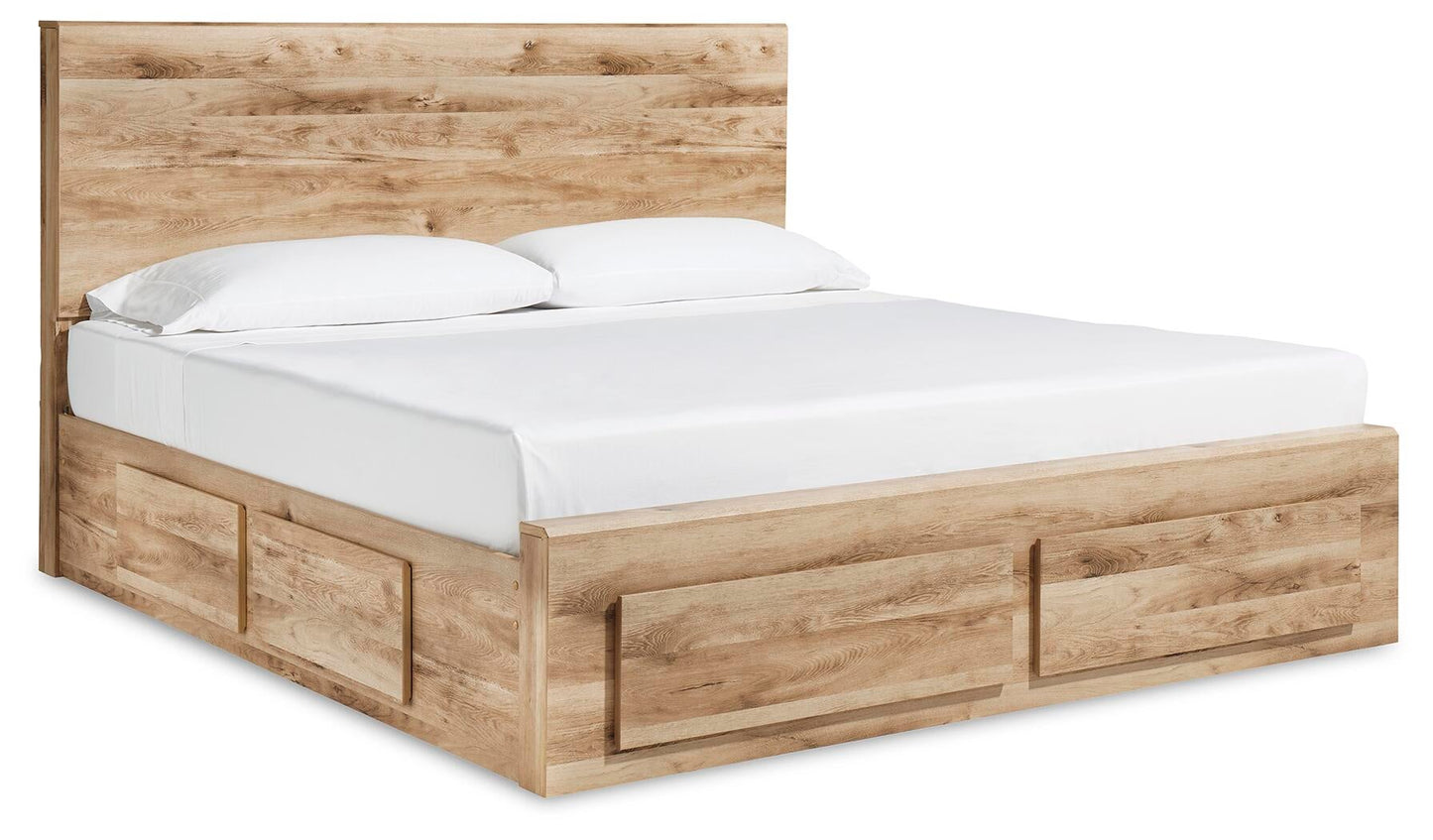 Hyanna Queen Panel Storage Bed with 1 Under Bed Storage Drawer, Dresser, Mirror, Chest and Nightstand