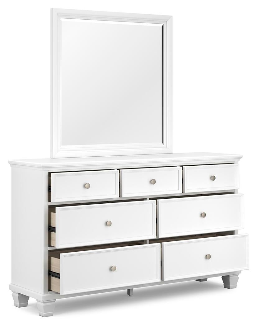 Fortman California King Panel Bed with Mirrored Dresser, Chest and Nightstand
