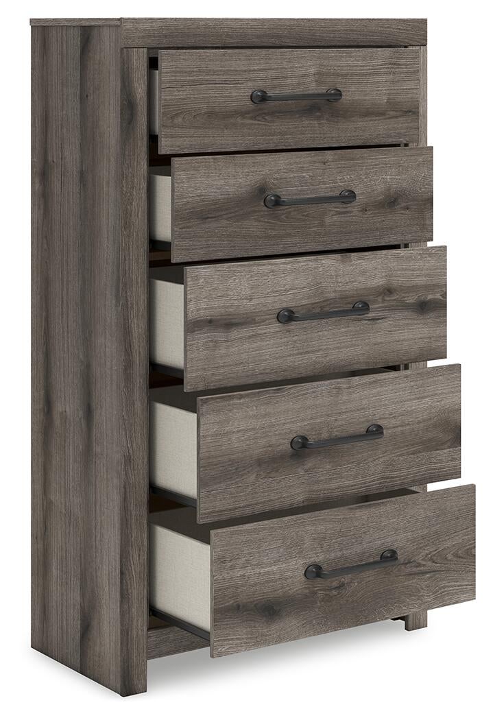 Graystorm Twin Panel Storage Bed, Dresser, Mirror, Chest and Nightstand