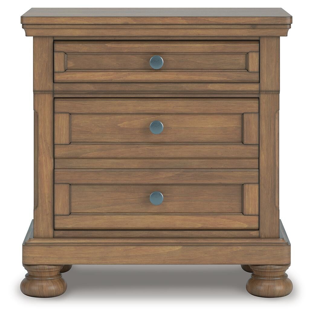 Feddinger California King Panel Bed with Mirrored Dresser and Nightstand