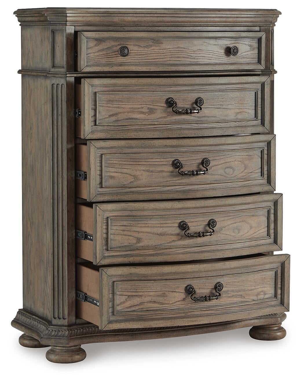 Ardenfield King Upholstered Sleigh Bed, Dresser, Mirror, Chest and Nightstand