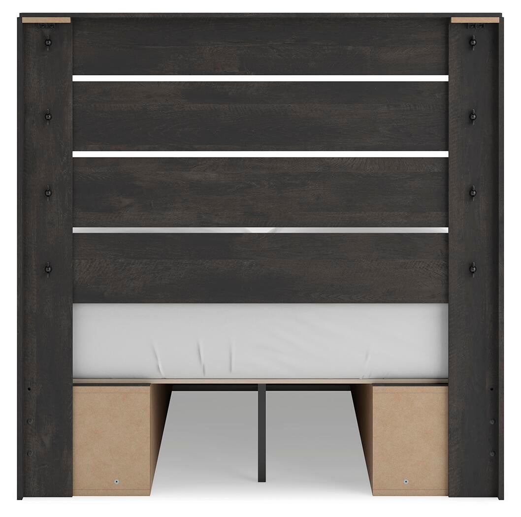 Hollivern Full Panel Bed with Storage, Dresser, Mirror, Chest and Nightstand
