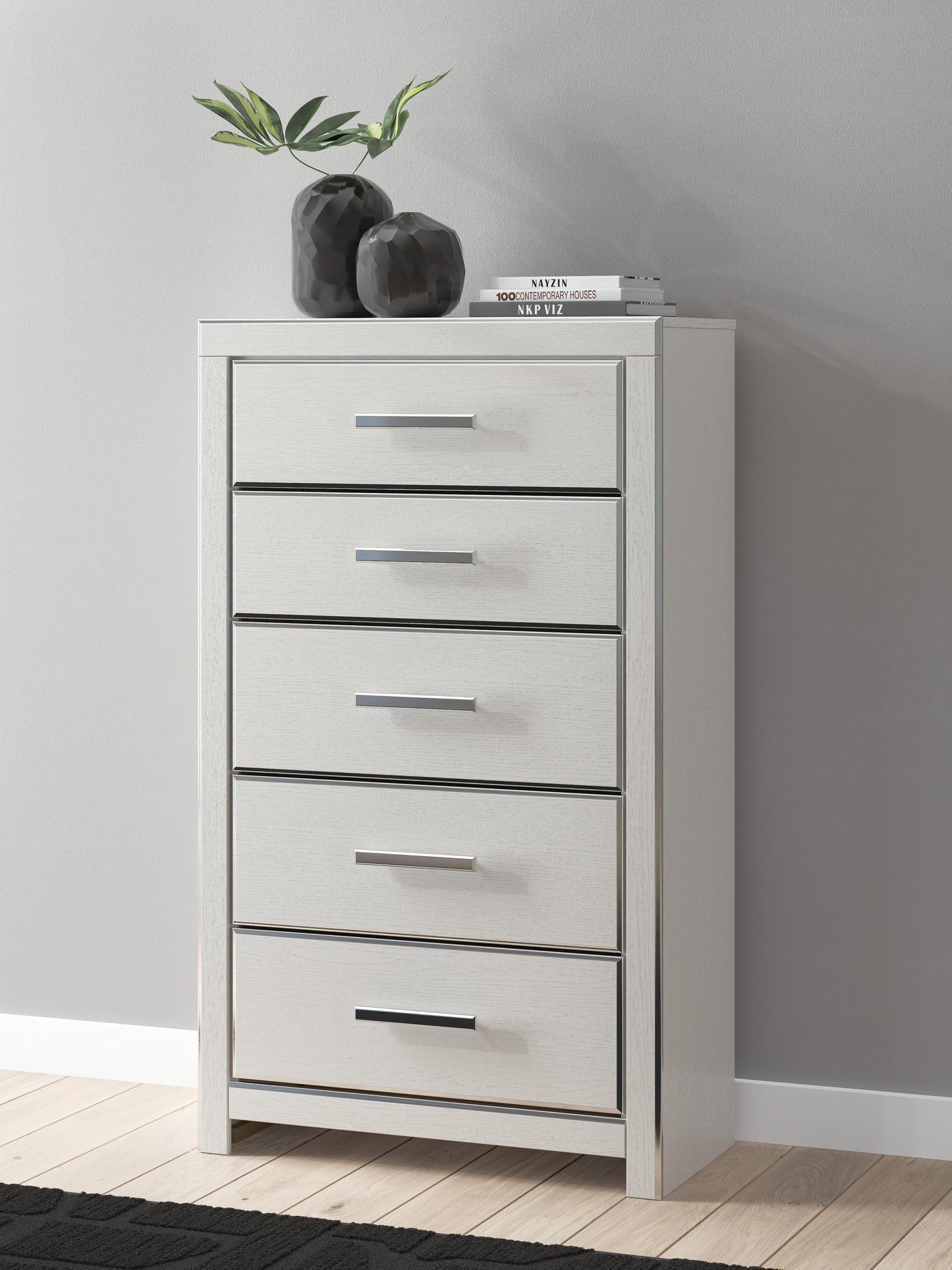 Zuraleus King Upholstered Panel Platform Storage Bed, Dresser, Mirror, Chest and Nightstand