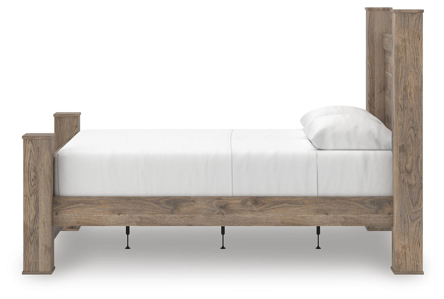 Rusticott Queen Poster Bed with Mirrored Dresser