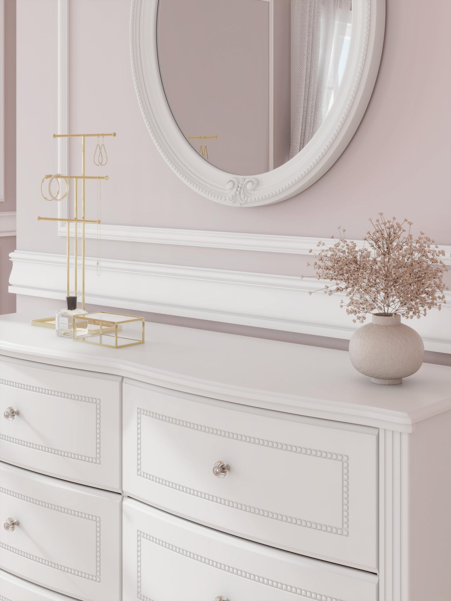Kozlani Full Upholstered Panel Storage Bed, Dresser, Mirror and Nightstand