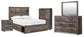 Drystan Full Bookcase Bed with 2 Storage Drawers with Mirrored Dresser, Chest and Nightstand