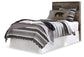 Derekson Twin Panel Headboard Bed with Mirrored Dresser, Chest and Nightstand
