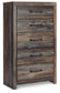 Drystan Queen Bookcase Headboard, Dresser, Mirror, Chest and Nightstand