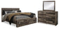 Derekson King Panel Bed with 2 Storage Drawers with Mirrored Dresser