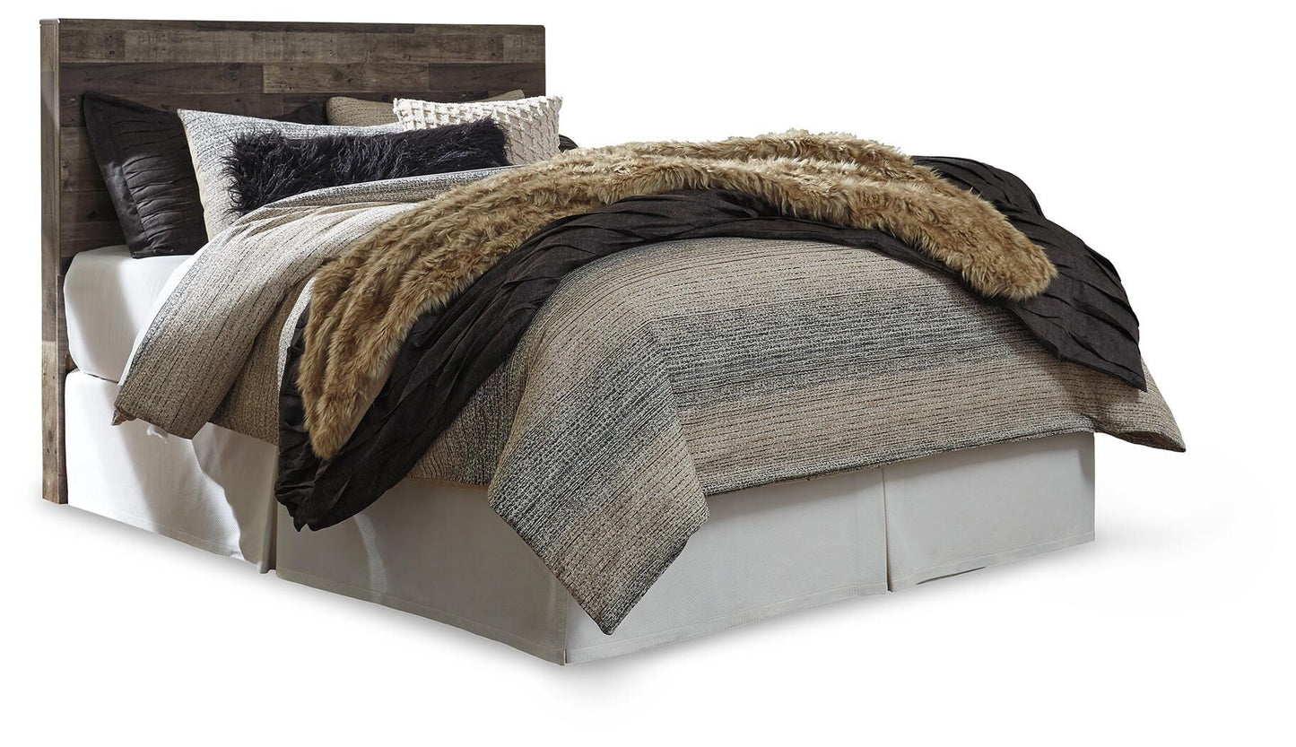 Derekson Queen/Full Panel Headboard Bed with Mirrored Dresser, Chest and Nightstand