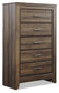 Juararo King Panel Bed with Mirrored Dresser, Chest and Nightstand