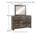Wynnlow King Crossbuck Panel Bed with Mirrored Dresser