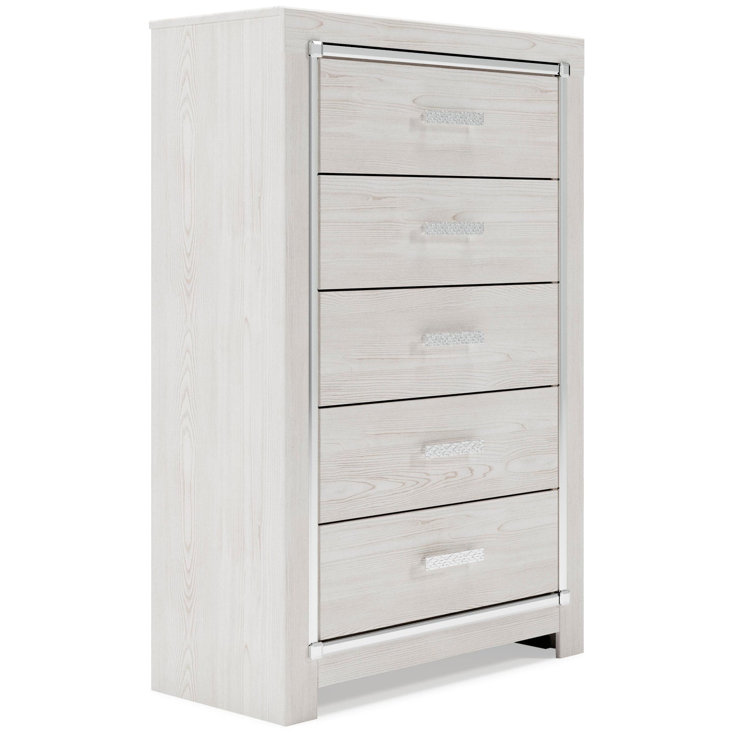 Altyra King Panel Bed with Mirrored Dresser, Chest and Nightstand