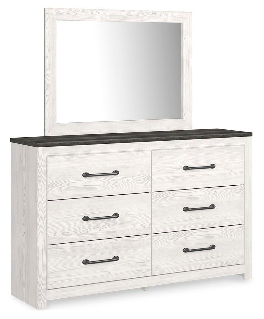 Gerridan King Panel Bed with Mirrored Dresser, Chest and Nightstand