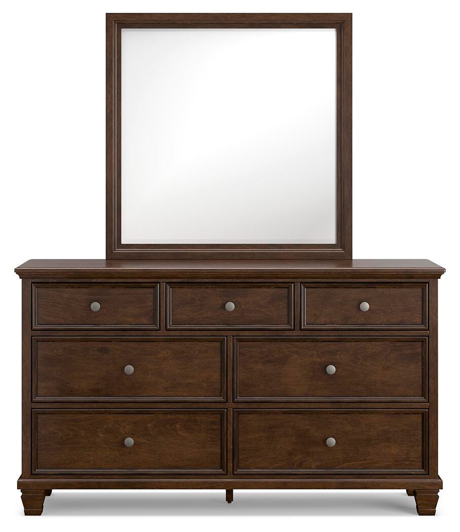 Danabrin California King Panel Bed with Mirrored Dresser