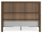 Cabalynn California King Panel Bed with Storage with Mirrored Dresser