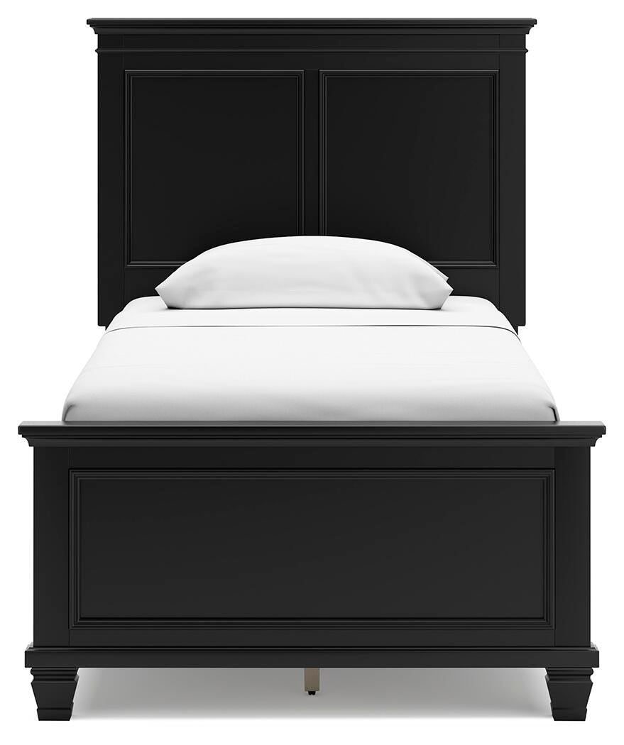 Lanolee Twin Panel Bed with Mirrored Dresser