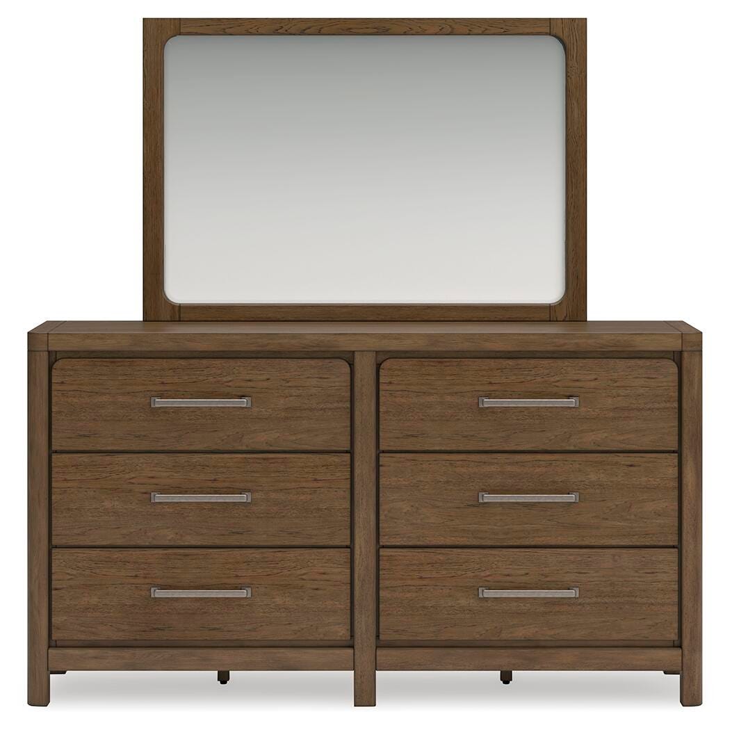 Cabalynn Queen Panel Bed with Storage with Mirrored Dresser and Nightstand