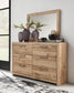 Hyanna Queen Panel Storage Bed with 2 Under Bed Storage Drawer, Dresser and Mirror