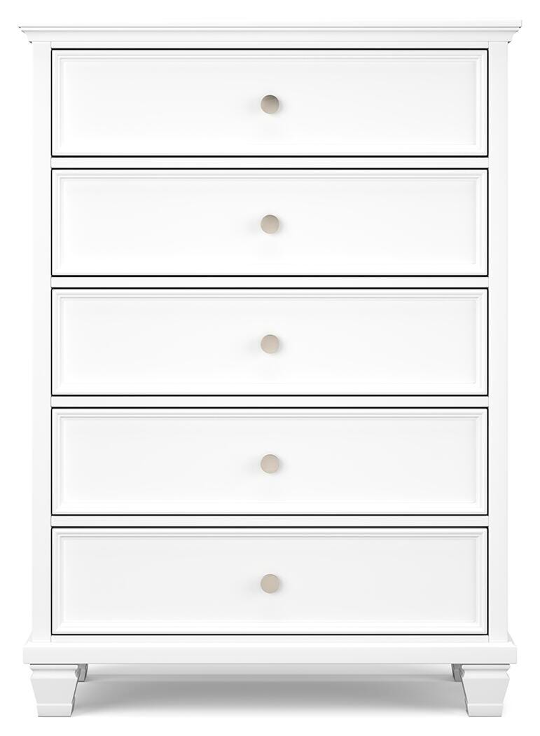 Fortman Full Panel Bed with Mirrored Dresser, Chest and Nightstand