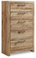 Hyanna Queen Panel Storage Bed, Dresser, Mirror, Chest and Nightstand
