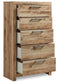 Hyanna Queen Panel Storage Bed with 1 Under Bed Storage Drawer, Dresser, Mirror, Chest and Nightstand