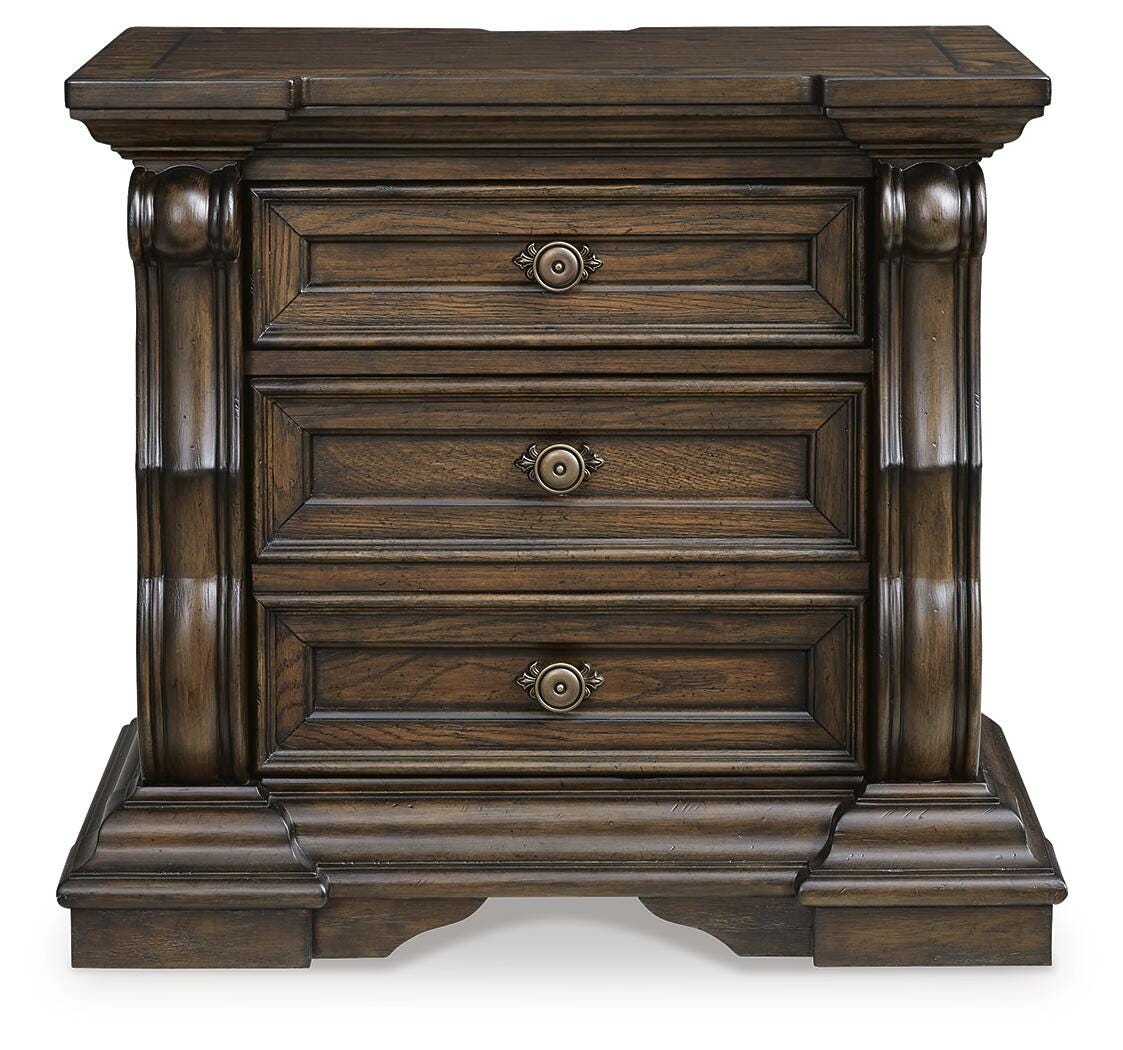 Maylee Queen Upholstered Bed with Mirrored Dresser and Nightstand