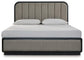 Rowanbeck King Upholstered Panel Bed, Dresser, Mirror and Nightstand