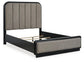 Rowanbeck Queen Upholstered Panel Bed with Mirrored Dresser, Chest and Nightstand
