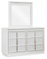 Chalanna Queen Upholstered Storage Bed with Mirrored Dresser