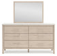 Cadmori Queen Upholstered Panel Bed with Mirrored Dresser