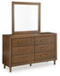 Lyncott King Upholstered Bed with Mirrored Dresser