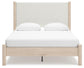 Cadmori Queen Upholstered Panel Bed with Mirrored Dresser, Chest and Nightstand