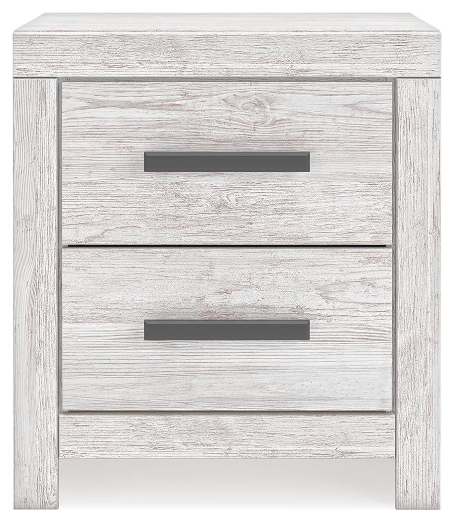 Cayboni King Panel Bed with Mirrored Dresser and Nightstand