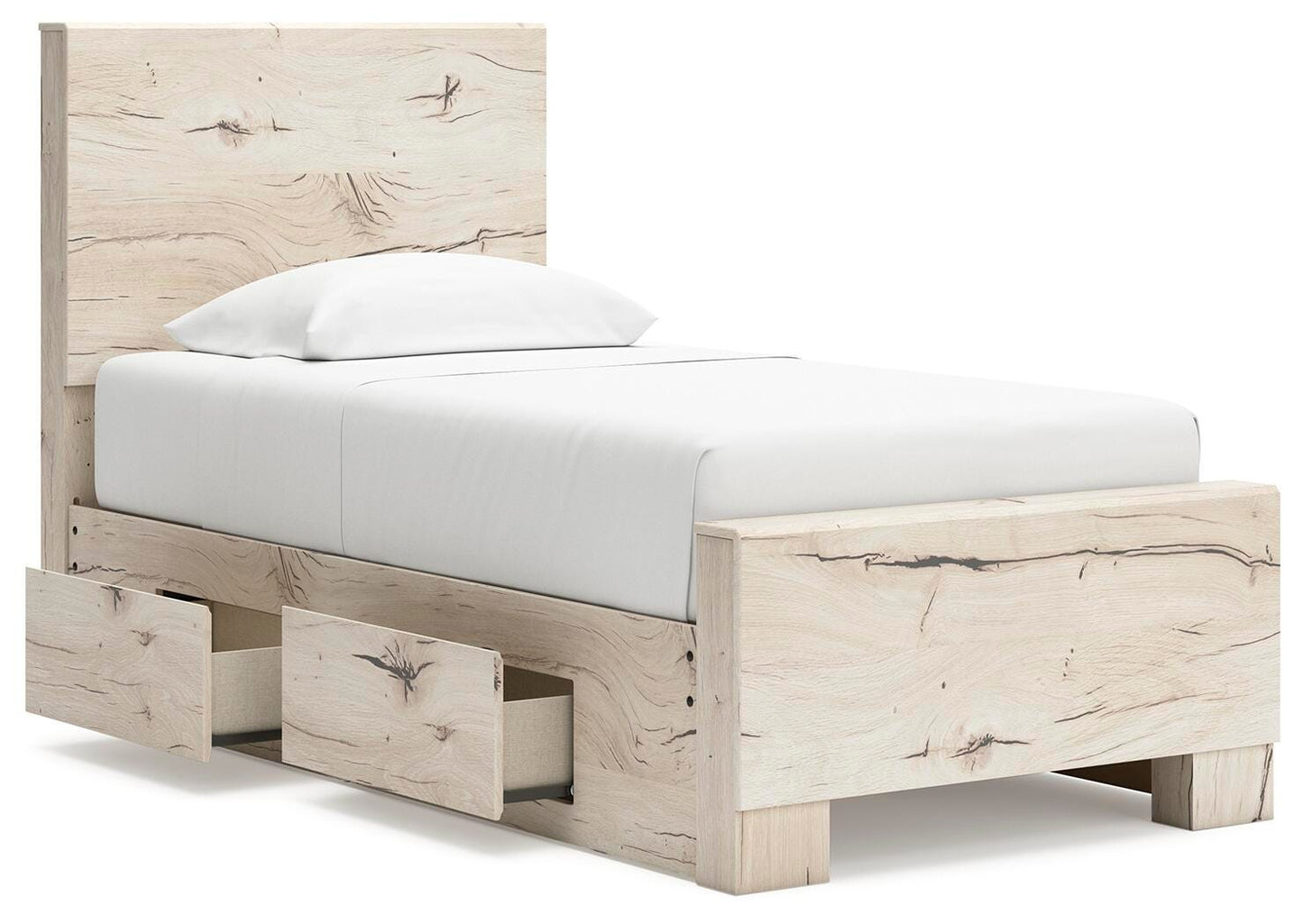 Lawroy Twin Panel Bed with Storage, Dresser, Mirror and Nightstand