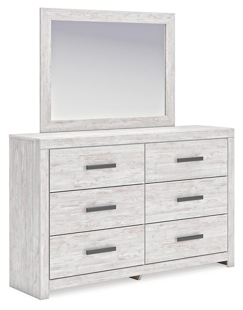 Cayboni Twin Panel Bed with Mirrored Dresser