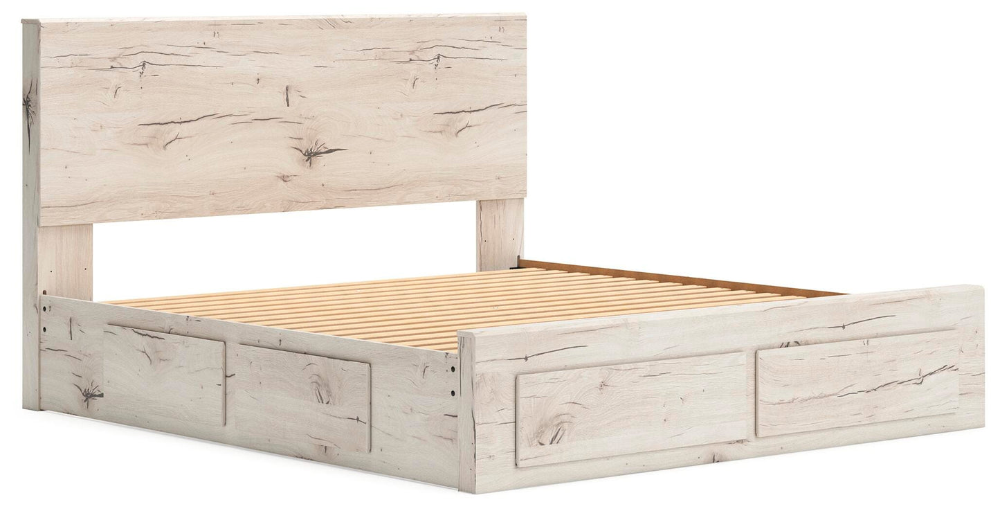 Lawroy King Panel Storage Bed, Dresser, Mirror and Nightstand
