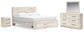 Lawroy King Panel Storage Bed, Dresser, Mirror and Nightstand