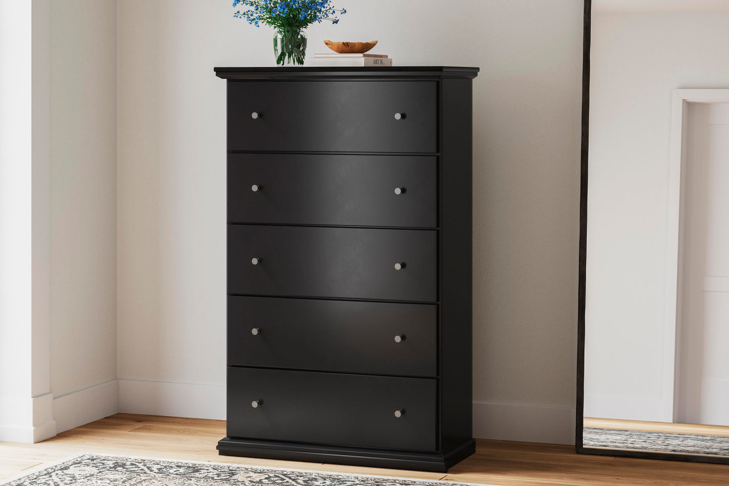 Maribel Full Panel Bed, Dresser, Mirror, Chest and Nightstand